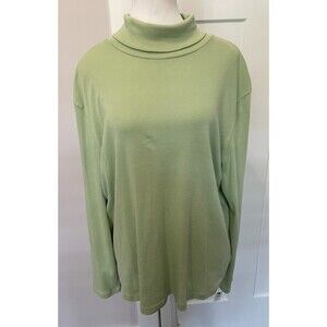 TALBOTS Womens KNIT TOP Long Sleeve GREEN TURTLENECK Size 2XP  NWT